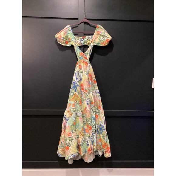 STAUD Coliseum floral leafs cut out linen Maxi Dress size 6 - Picture 3 of 9